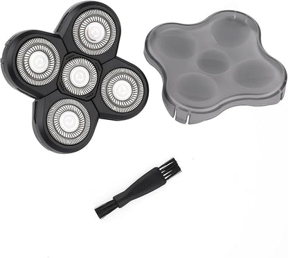 Universal 5 Blades Shaver Replacement Heads Compatible with Freebird SHPAVVER Wyklaus freedom Head Shaver, Compatible with Most Major Brands, with Easy Clean Brush Blade Cover