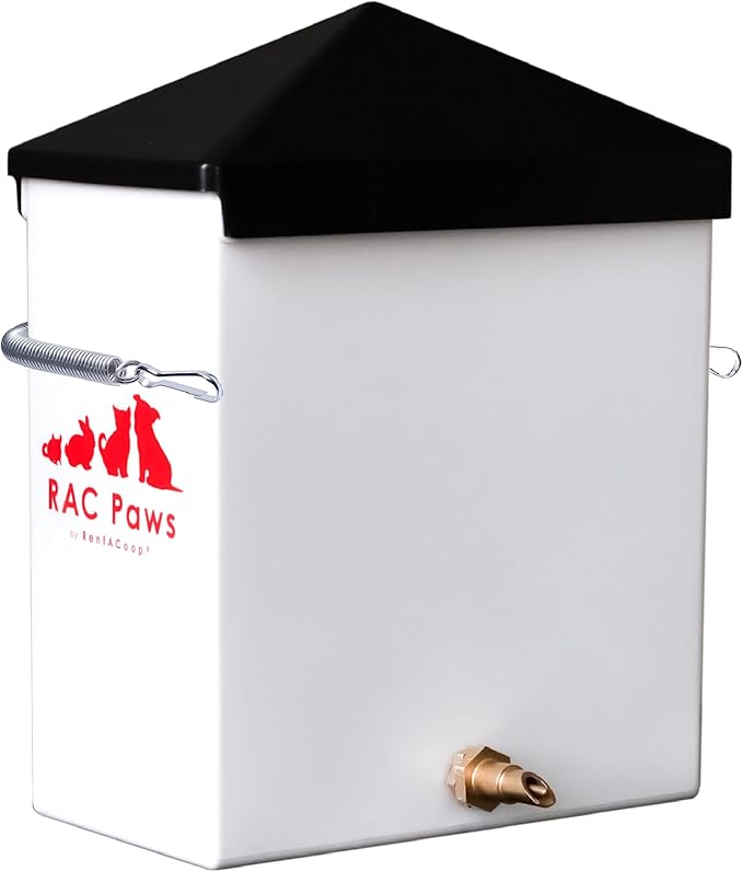 RentACoop 64oz(2L) Small Animal Drinker with Sliding Lid and No-Drip Brass Nozzle - Suitable for Small Pets, Bunnies, Hamsters, Guinea Pigs, Hedgehogs, Rabbits, Chinchillas, Mice and Rats