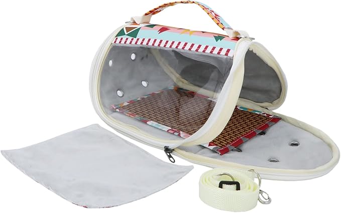 Wontee Small Pet Carrier Hamster Carrier Bag Portable Travel Carrier for Hamsters Mouse Baby Guinea Pig Hedgehog Sugar Glider Small Birds (M, Pink Ethnic)