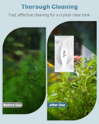 Pawfly 5" Mini Magnetic Fish Tank Cleaner, Aquarium Magnet Glass Cleaner for Glass Aquarium, Strong Magnetic Brush Cleaning Tool for Glass Fish Tanks up to 40 Gallons