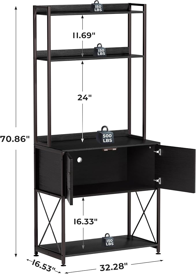 20-29 Gallon Fish Tank Stand, Aquarium Stand with 2 Shelves and Cabinet Accessories Storage, for 20 Gallon Long Aquarium, Metal Frame 32.28" L*16.53" W PG03YGB