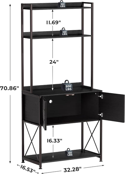 20-29 Gallon Fish Tank Stand, Aquarium Stand with 2 Shelves and Cabinet Accessories Storage, for 20 Gallon Long Aquarium, Metal Frame 32.28" L*16.53" W PG03YGB