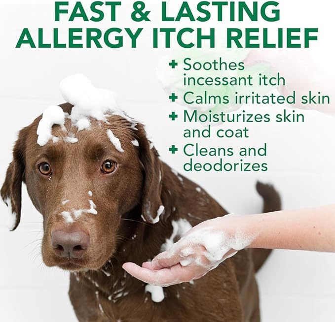 Vet's Best Allergy Relief Dog Shampoo – Oatmeal and Aloe Formula for Itchy Skin and Seasonal Allergies – Soothing Anti-Itch Shampoo for Dogs with Dry, Sensitive Skin – 16 oz