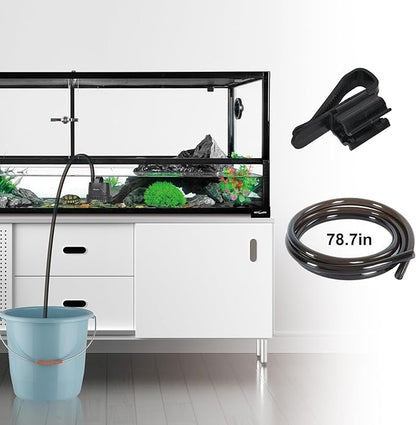 REPTIZOO Low Water Level Drain Pump, 243GPH 26W Submersible Drain with Bottom Suction, Flow Adjustable Bottom-draw Water Pump for Turtle/Fish/Paludarium Tanks