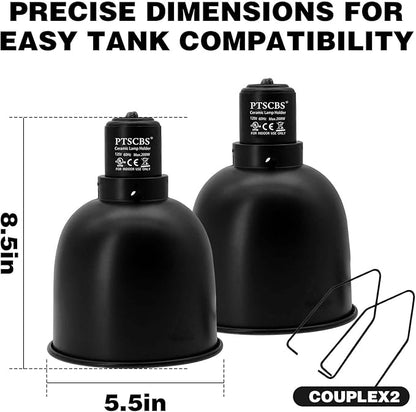 5.5-Inch Reptile Heat Lamp Fixture (2 Packs) Dual-Switch Reptile Light Fixture Reptile Heat lamp Single Fixture Max 200W Power E26