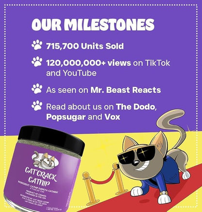 Cat Crack Catnip, Zoomie-Inducing Cat Nip Blend, North American Made & 100% Natural, Safe & Non-Addictive Catnip Treats Used to Supplement Cat Nip Toys, Spray, & Accessories (4 Cups)