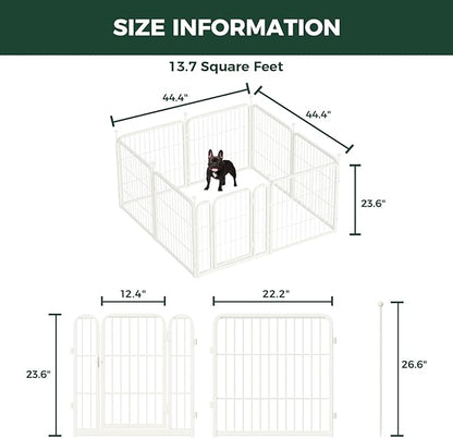 FXW Rollick Unleashed Dog Playpen for Indoor, Yard, RV Camping, 24 inch 8 Panels for Small and Puppy Dogs, White│Patented