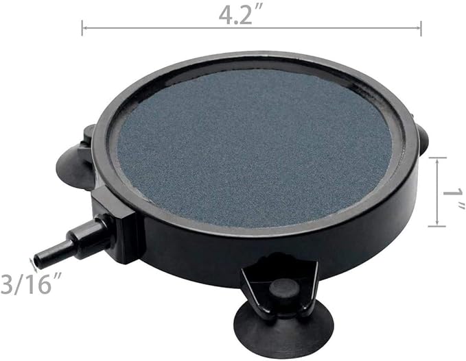 PINVNBY 4.2-Inch Air Stone Disc Bubble Diffuser with Suction Cups for Oxygenation in Fresh/Saltwater Tanks, Ponds, Hydroponic, Aquaponics, and as a Decorative Airstone for Aquariums
