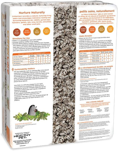 CritterCare Natural Paper Small Pet Animal Bedding - Odor Control, Unscented, 99% Dust Free, Super Absorbent, Natural, 60L, Great for Rabbits, Guinea Pigs, Hamsters, Gerbils, Mice, Rats