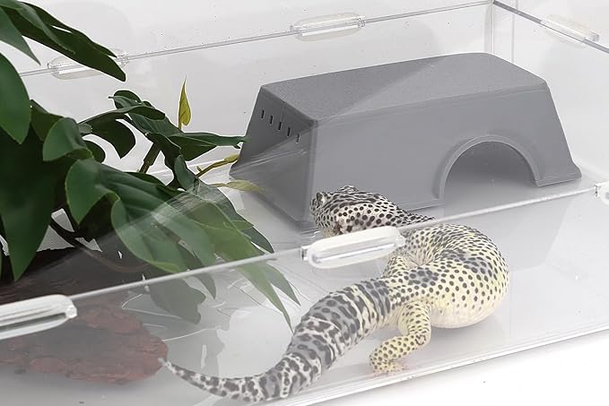 Snake Hide, Leopard Gecko Tank Accessories for Reptile Ball Python Crested Gecko Lizard Bearded Dragon - GrayHideS
