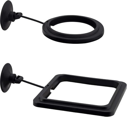 OIIKI 2 Pack Fish Feeding Ring, Aquarium Fish Floating Food Feeder, Square Shape with Suction Cup(Black)