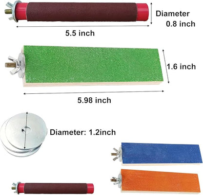 Sugar Glider Toys Sharpening Claws Toys for Bird Cage Accessories Steps Toys Bird Toys for Parrots Small Animal Climbing Steps Scratching Snadpaper for Cages Parakeet perches ﻿ (Set A)