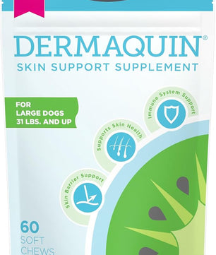 Nutramax Dermaquin Skin Support Supplement for Large Dogs, Supports Healthy Response to Allergens, with Hardy Kiwi, Omega-3s, and More, Tasty Soft Chews, 60 Count