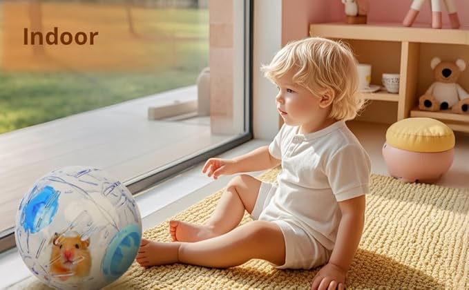 5.9" Hamster Wheel,Exercise Ball & Wheel - Silent Running Toy with Anti-Skid,Transparent Hamster Ball,Breathable Design & Rope for Easy Carry,for Little/Dwarf Mouse (Blue, 5.9)