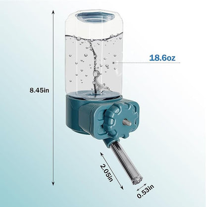 LOS ANDES No-Drip Water Bottle/Feeder for Guinea Pigs/Hamsters/Bunnies/Ferrets/Squirrel/Hedgehog/Other Small Pets, Weather Resistant Cage Water Bottles for Dogs/Cats, 18.5oz,Blue