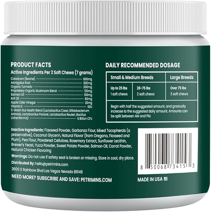 Advanced Allergy Immune Itch Relief for Dogs, Itching Skin Relief & Seasonal Allergies Support with Dog Probiotics, Astragalus Root & Mushroom, Colostrum, Turmeric, Salmon Oil - 90ct, Bacon