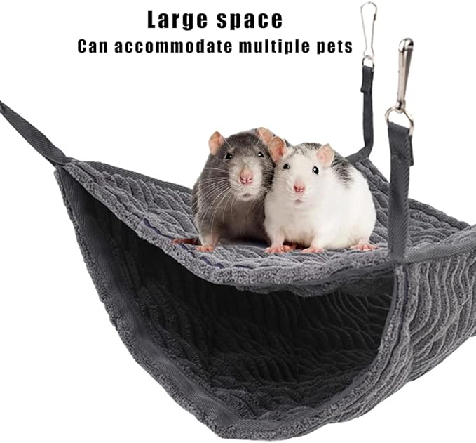 Large Ferret Hammock, Hanging Tunnel Bed for Cage Fit Rats Chinchilla - Grey