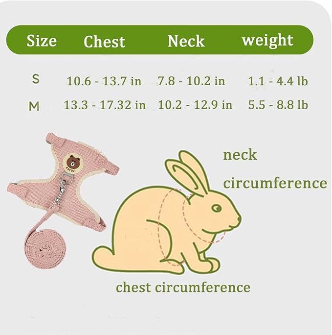 Rabbit Harness and Leash Set 2 Pieces Adjustable Bunny Harness Leash Ferret Harness Guinea Pig Harness Ferret Leash for Small Pets Walking Outdoor (Blue, Small)