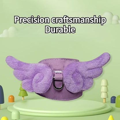 Ferret Harness and Leash with Adjustable Buckle for Small Pets, Soft Breathable Pure Cotton Cloth Walking Vest with Angel Wings for Guinea Pig, Hamster, Baby Rabbit Kitten (Pink)