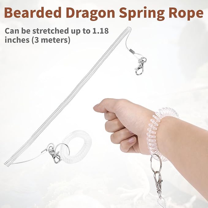 Brown Bearded Dragon Leash and Harness Set, 3 Size Easy Walk Bearded Dragon Harness, Adjustable Traction Rope Ferret Harness and Leash Set Cat Rat Accessories Stuff for Squirrel