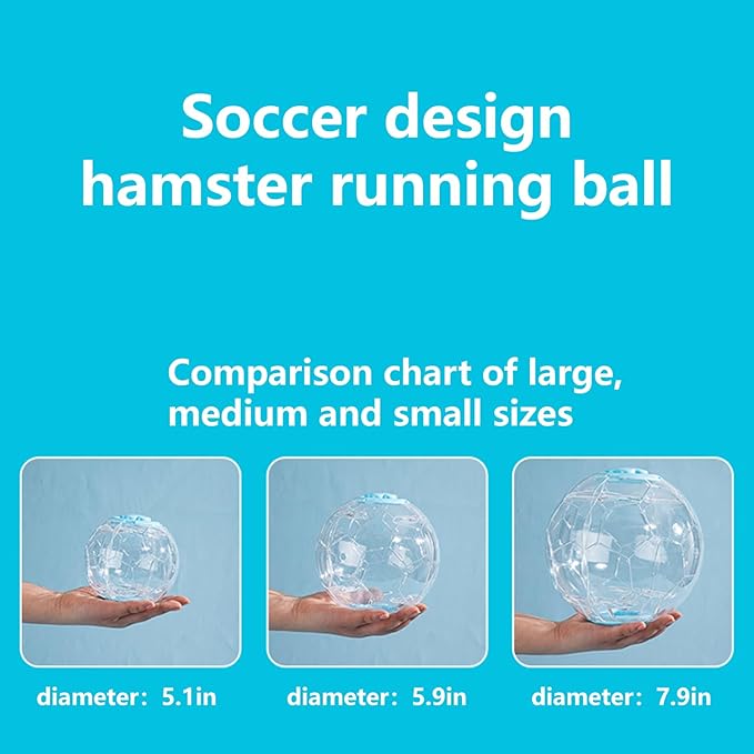 Hamster Ball 5.1 Inch – Durable Dwarf Hamster Running Ball with Football Design, Secure Metal Screws for Small Pets (5.1in)