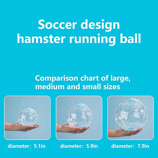 Hamster Ball 5.1 Inch – Durable Dwarf Hamster Running Ball with Football Design, Secure Metal Screws for Small Pets (5.1in)
