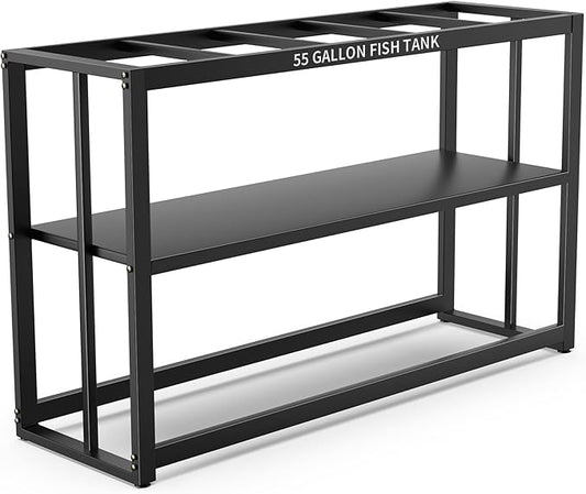 Akenow 55-75 Gallon Fish Tank Stand with Storage Shelf, 48.5 x14.9 x 29.2 Inch Aquarium Stand, Turtle Tank, Reptile Terrariums and Breeder Tank Stand,980LBS Capacity, Black