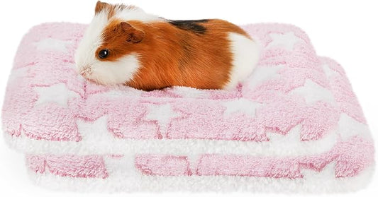 Amakunft 2 Pcs Guinea Pig Bed Mat Washable, Rabbit Winter Bed Pad for Indoor, Warm Small Animal Bed Mattres, Fleece Sleeping Pad for Bunny, Rat, Hedgehog, Sugar Glider, Chinchilla