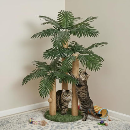 31.5Inch Cat Scratching Post,Cat Scratcher Tree with 3 Scratching Poles & 2 Interactive Dangling Balls,Cats Scratching Posts for Indoor Kitten & Adult Cats