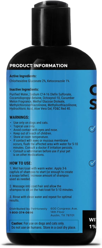 Chlorhexidine Cat & Dog Seasonal Itch Relief Shampoo, for Allergies, Itching, Skin and Coat Supplement, Helps Shedding, Hot Spots, Deodorizing Dog Shampoo & Grooming Supplies,16oz