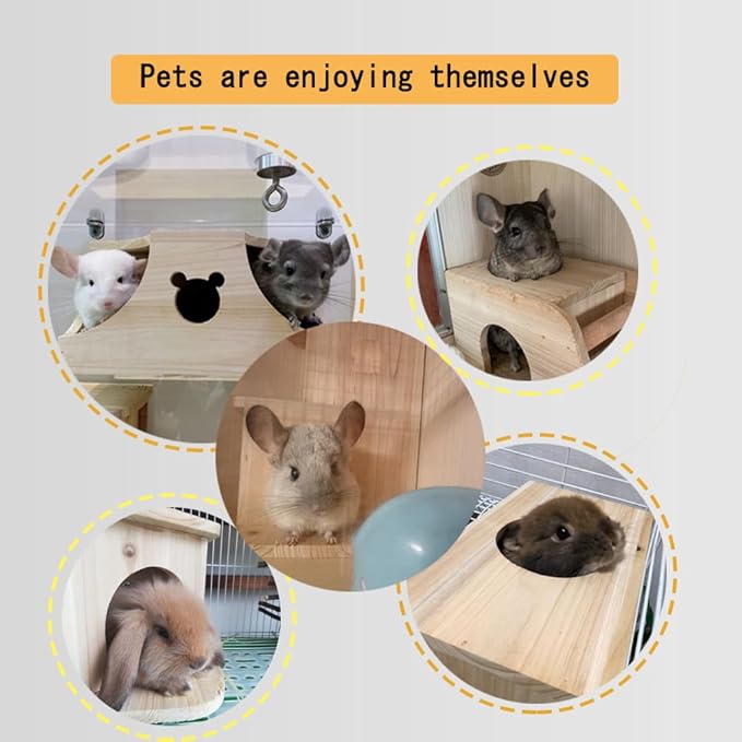 Chinchilla House Chinchiila Nest Degu House Small Animal Hideout Natural Wooden No Paint Wooden peg Safe Durable Teeth Grinding