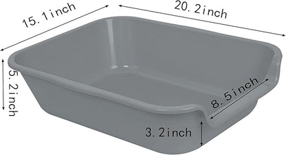 2 Pack Extra Large Dog Litter Box Pan Tray (ABS Material), Low Entry Jumbo Senior Litter Boxes for Multiple Kitten Big Cats, Pet Safe Indoor Dog Potty (Dark Gray, 20" L x 15" W)