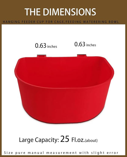 5 Pack Cage Cups Chicken Birds Feeder Water Bowl 25 OZ Rabbit Feeding Watering Dish for Travel Carrier Cat Puppy Food Dispenser Hanging Wire Cages Treats Box Seed Drinking Coop Cup Birdbath