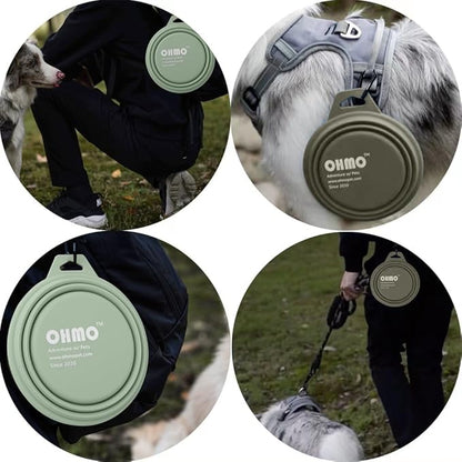 OHMO Large Collapsible Dog Bowls, (2 Pack 27oz/800ml) Premium Silicone Portable Travel Water Food Foldable Bowls Pet Feeding Bowl for Outdoor Camping Hiking