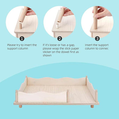 Niteangel Hamster Play Wooden Platform & Multi-Chamber Series Maze Fence for Dwarf Syrian Hamsters Gerbils Mice Degus or Other Small Pets (for 2 Chamber Hideout-Large)