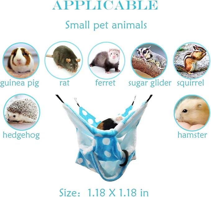 LEFTSTARER Rat Ferret Sugar Glider Cage Hammock Bedding Small Pet Cage Accessories Toy Triple-Layer Hammock Bedding for Hamster Guinea Pig Sugar Glider Rat Ferret Chinchilla Playing Sleeping (Blue)