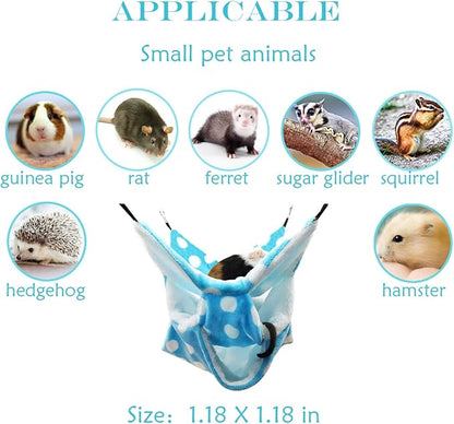 LEFTSTARER Rat Ferret Sugar Glider Cage Hammock Bedding Small Pet Cage Accessories Toy Triple-Layer Hammock Bedding for Hamster Guinea Pig Sugar Glider Rat Ferret Chinchilla Playing Sleeping (Blue)
