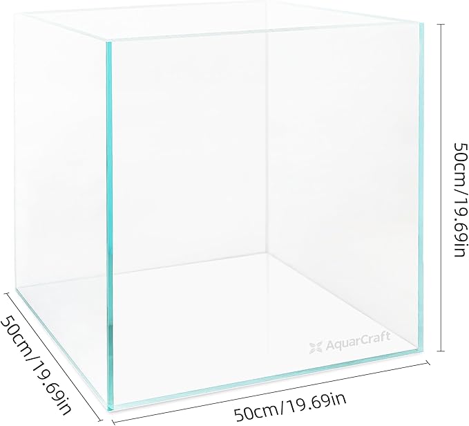 Ultra Clear Glass Fish Tank 31.5 Gallon, 8mm Thickened Rimless Aquarium Tank Low Iron, Large Big Aquarium 19.7in x19.7in x 19.7in