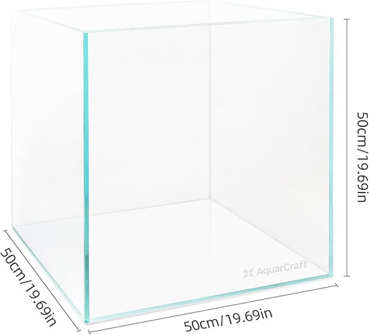 Ultra Clear Glass Fish Tank 31.5 Gallon, 8mm Thickened Rimless Aquarium Tank Low Iron, Large Big Aquarium 19.7in x19.7in x 19.7in