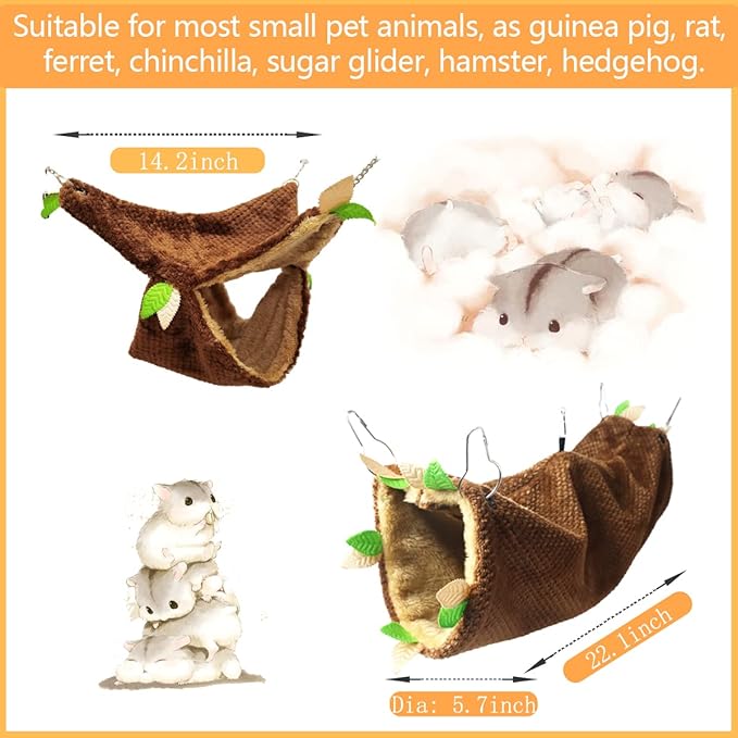 Leftstarer Pet Hammock and Tunnel Set, Soft Cashmere Material, Perfect for Guinea Pigs, Rats, Hamsters, and Other Small Pets