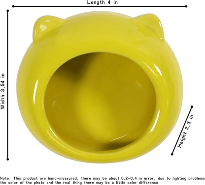Ceramic Small Pet Hamster Food Bowl Guinea Pig Food Bowls Hamsters Water Bowl Ferret Chinchillas Squirrels Hedgehog Accessories Reptiles Hamster Accessories for Cages (Yellow)