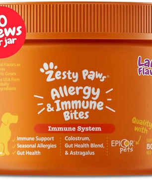 Zesty Paws Dog Allergy Relief Chews, Dog Probiotics for Itchy Skin and Ears, Lamb, 50ct