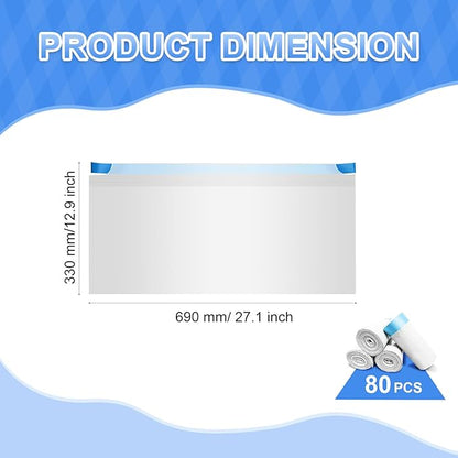 80 Count Cat Litter Box Liner Bags for Open-Top Autoscooper 11 Pet Automatic Self Cleaning Cat Litter Box, Waste Bags, 27" x 13"Heavy Duty Replacement Trash Bags with Drawstring (Grey)