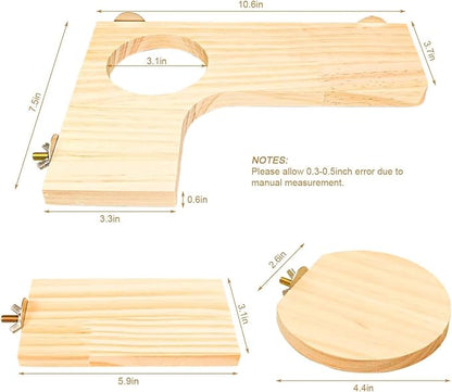 Squirrel Gerbil Chinchilla and Dwarf Hamster L-Shaped Pedal Wooden Platform, 3 Pieces of Natural Wooden Parrot HamsterStanding and Jumping Board,for Rat Activity Chinchilla Bird Cage Accessories (H01)
