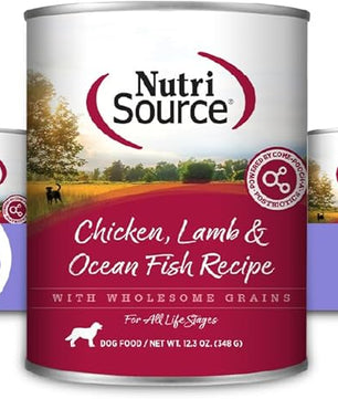 NutriSource Chicken, Lamb & Ocean Fish Recipe Dog Food, Premium Wet Dog Food, 12.3 Ounce (Pack of 12)