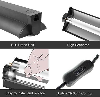 MRREPTILE T5 UVB Reptile Light Fixture Kit – 24W High-Output 10.0 UVB Bulb for Bearded Dragons, Turtles & Lizards – Liner UVA/UVB Lighting for Basking & Vitamin D3 Synthesis
