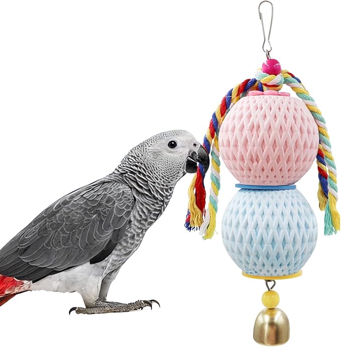 Bird Beak Grinding Stone, Parrot Chew Toys with Bells, Bird Toys, Cage Accessories for African Grey, Budgies, Amazon Parrots, Cockatiels, Lovebirds, Conures, Quakers, Small to Medium Birds