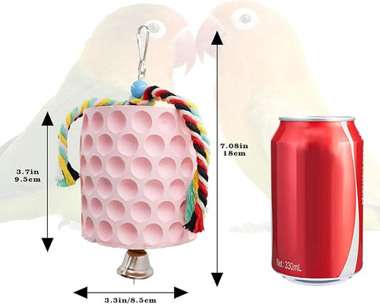 Bird Beak Grinding Stone, Parrot Chew Toys with Bells, Bird Toys, Cage Accessories for African Grey, Amazon Parrots, Budgies, Cockatiels, Lovebirds, Conures, Quakers, Small to Medium Birds