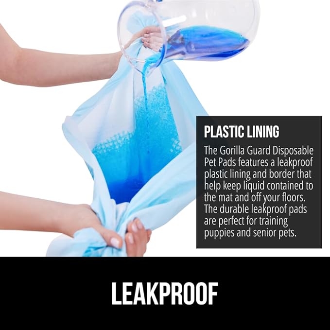 Gorilla Guard Disposable Puppy Pads, 150 Count 22x22 in, 5 Layer Pee Pads for Dogs, Absorbent Diaper Changing Pad, Dog Potty Training Supplies, Quick Dry Pet Housebreaking Essentials for Puppies