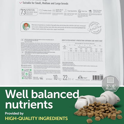 Nature's Protection Dry Puppy Food for Small & Large Breed - High Protein, Grain Free Tear Stain Formula - Dog Kibble for Light Coated Dogs (Superior Care - White Fish, 22 lb)